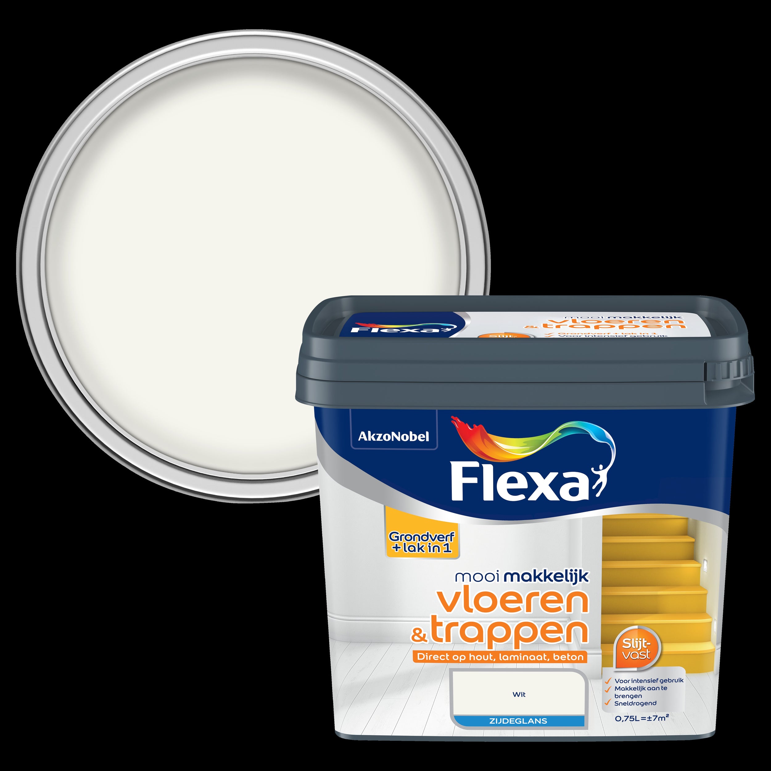 Flexa lak Mooi Makkelijk Vloeren & Trappen zijdeglans wit 750ml