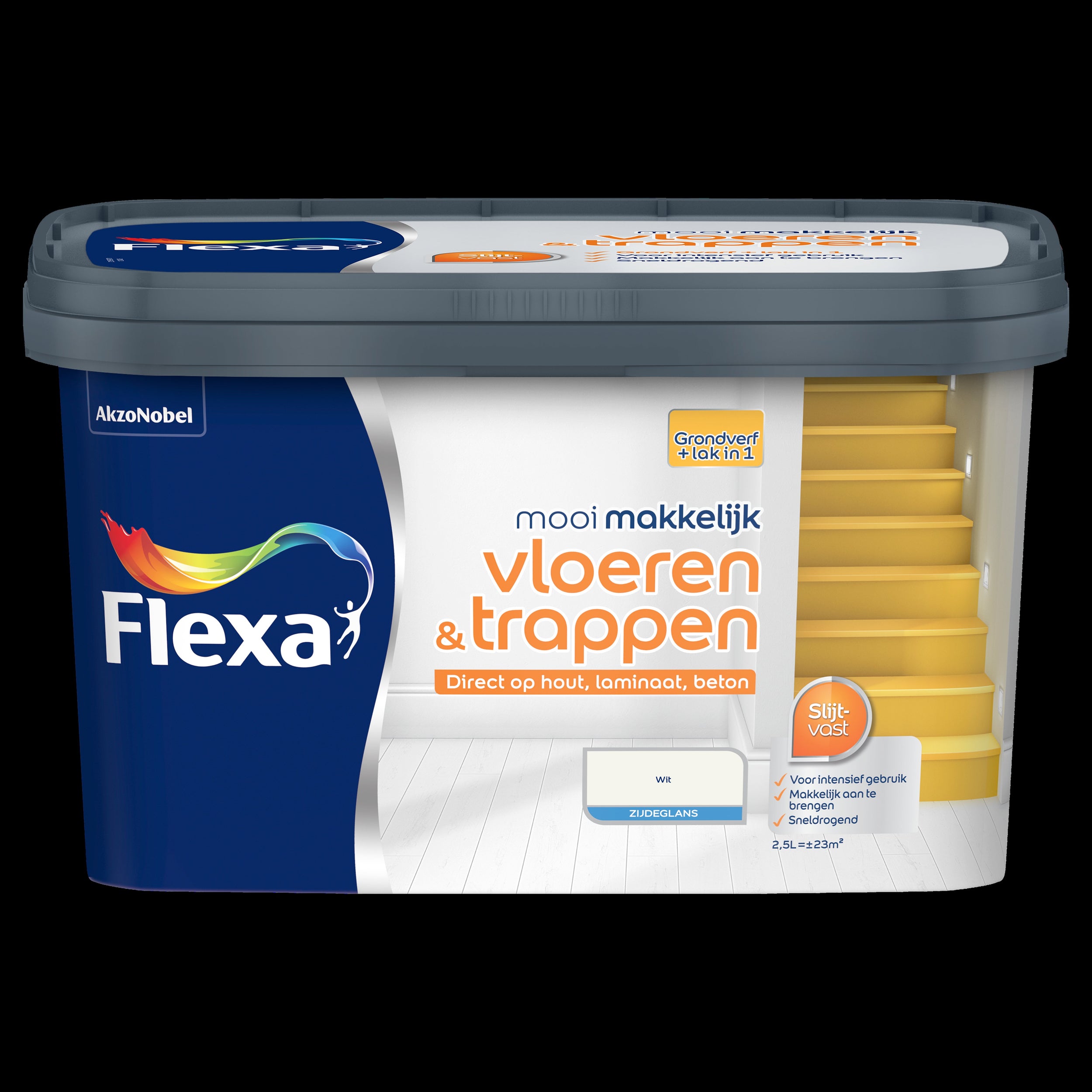 Flexa lak Mooi Makkelijk Vloeren & Trappen zijdeglans wit 2,5L