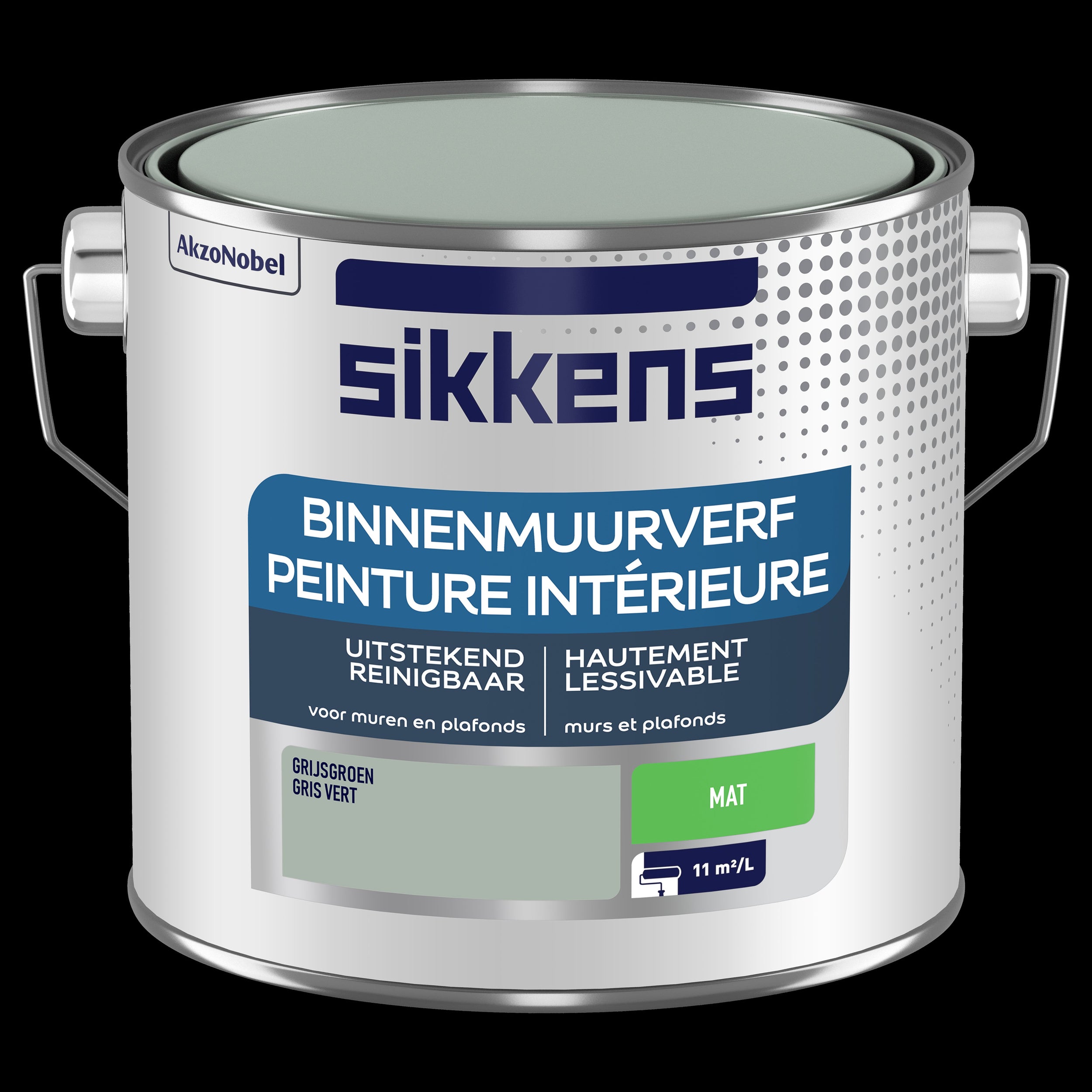 Sikkens muurverf binnen grijs groen mat 2,5L afwasbaar