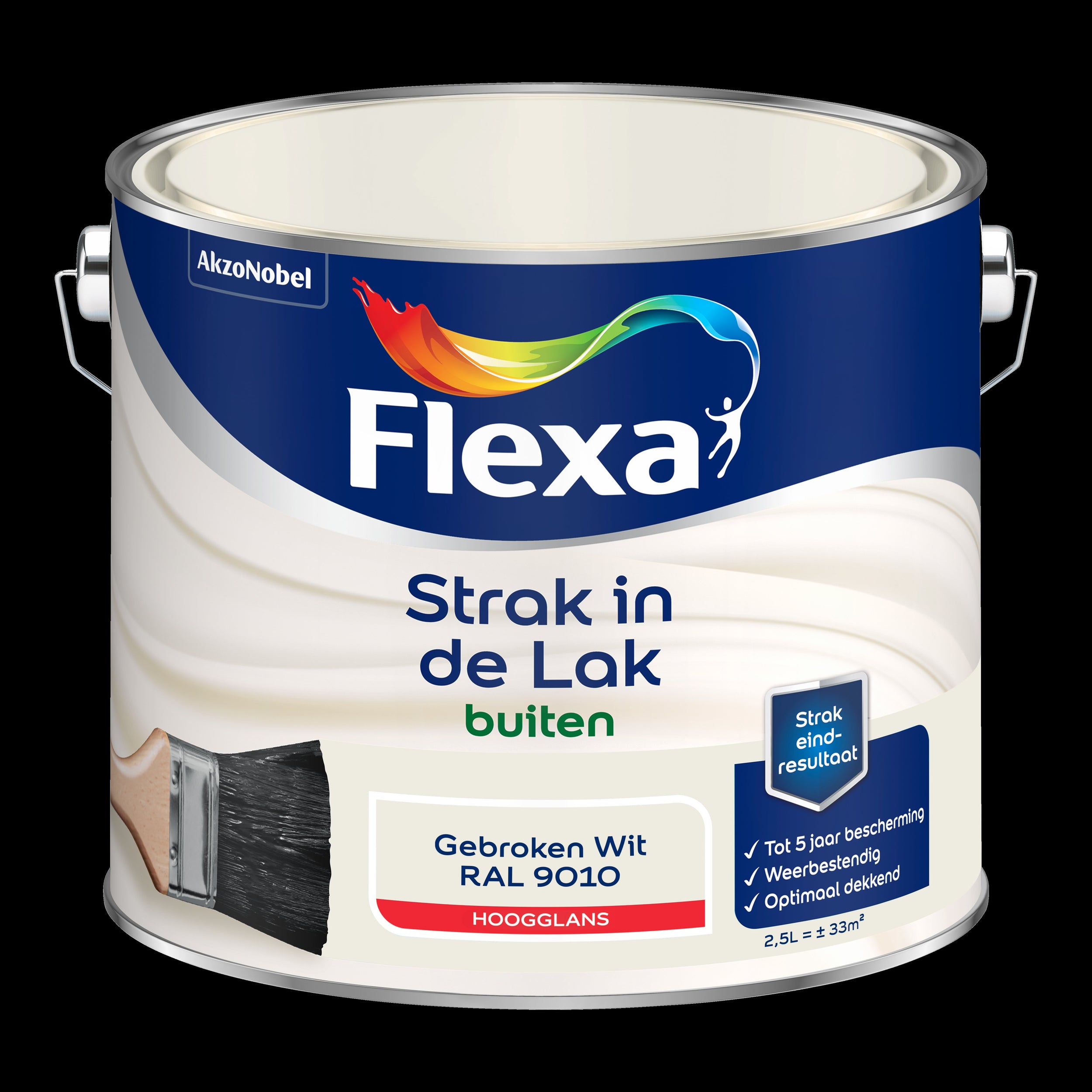 Flexa buitenlak Strak in de Lak hoogglans gebroken wit RAL9010 2,5L