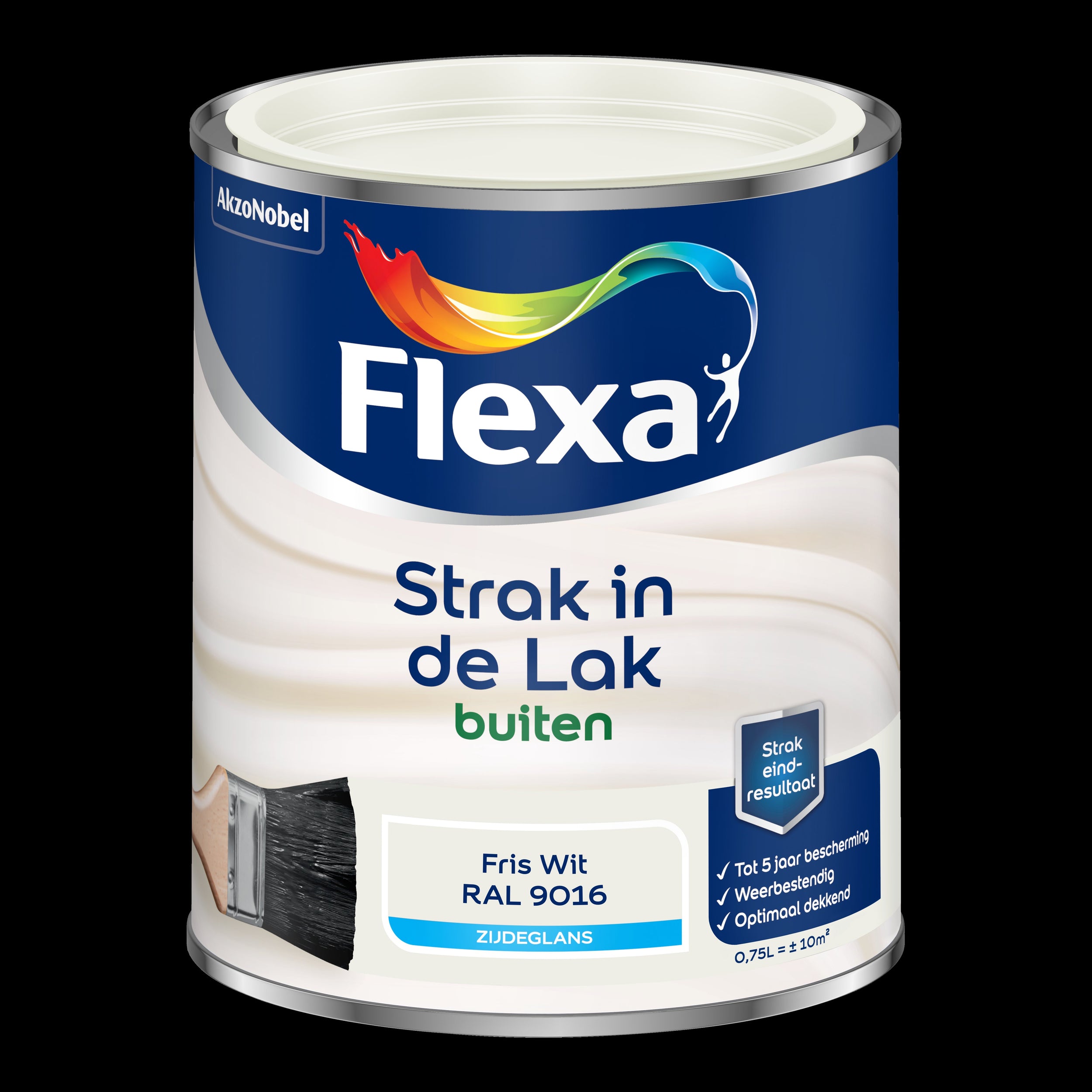 Flexa buitenlak Strak in de Lak zijdeglans fris wit RAL9016 750ml