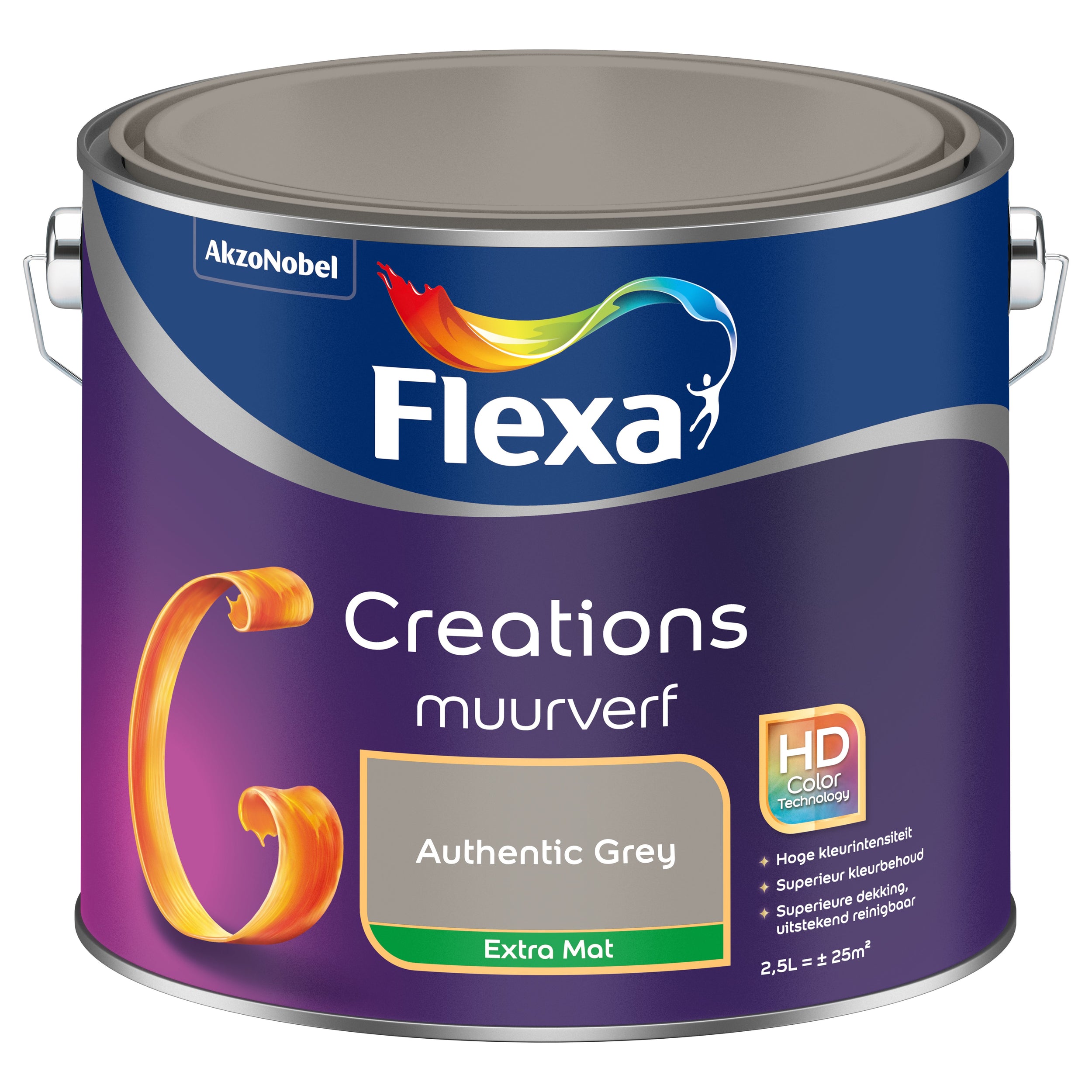 Flexa muurverf Creations extra mat authentic grey 2,5L