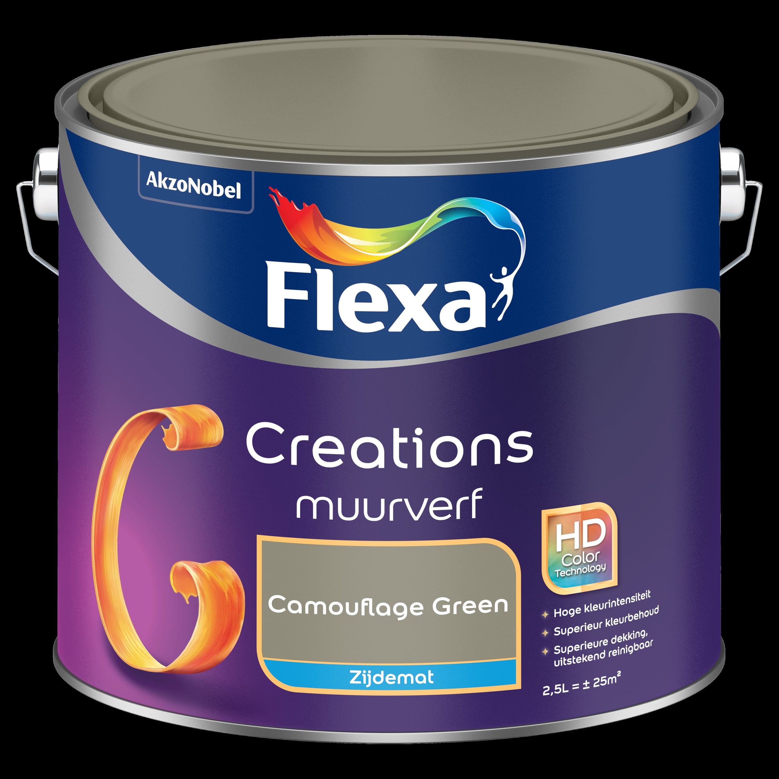 Flexa creations muurverf zijdemat camouflage green 2,5L