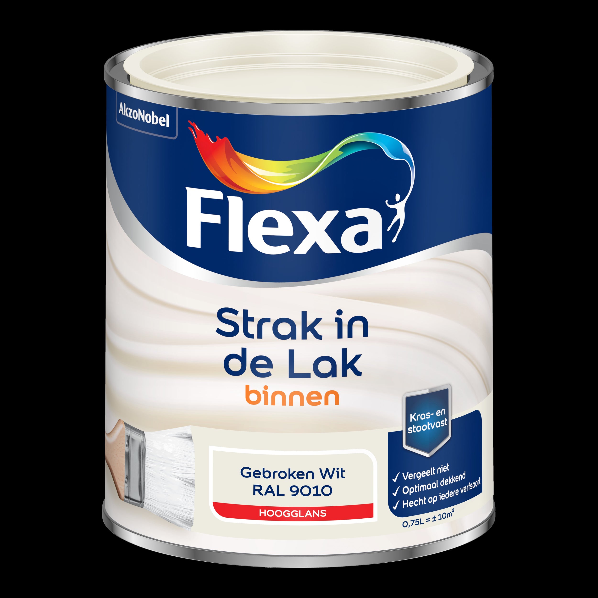 Flexa strak in de lak hoogglans gebroken wit RAL9010 750ml