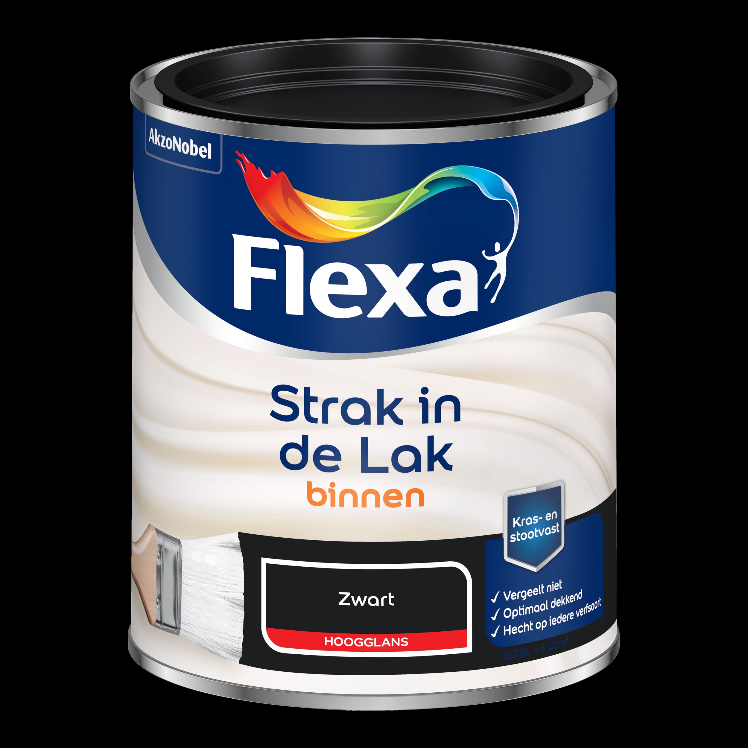 Flexa strak in de lak hoogglans zwart 750ml