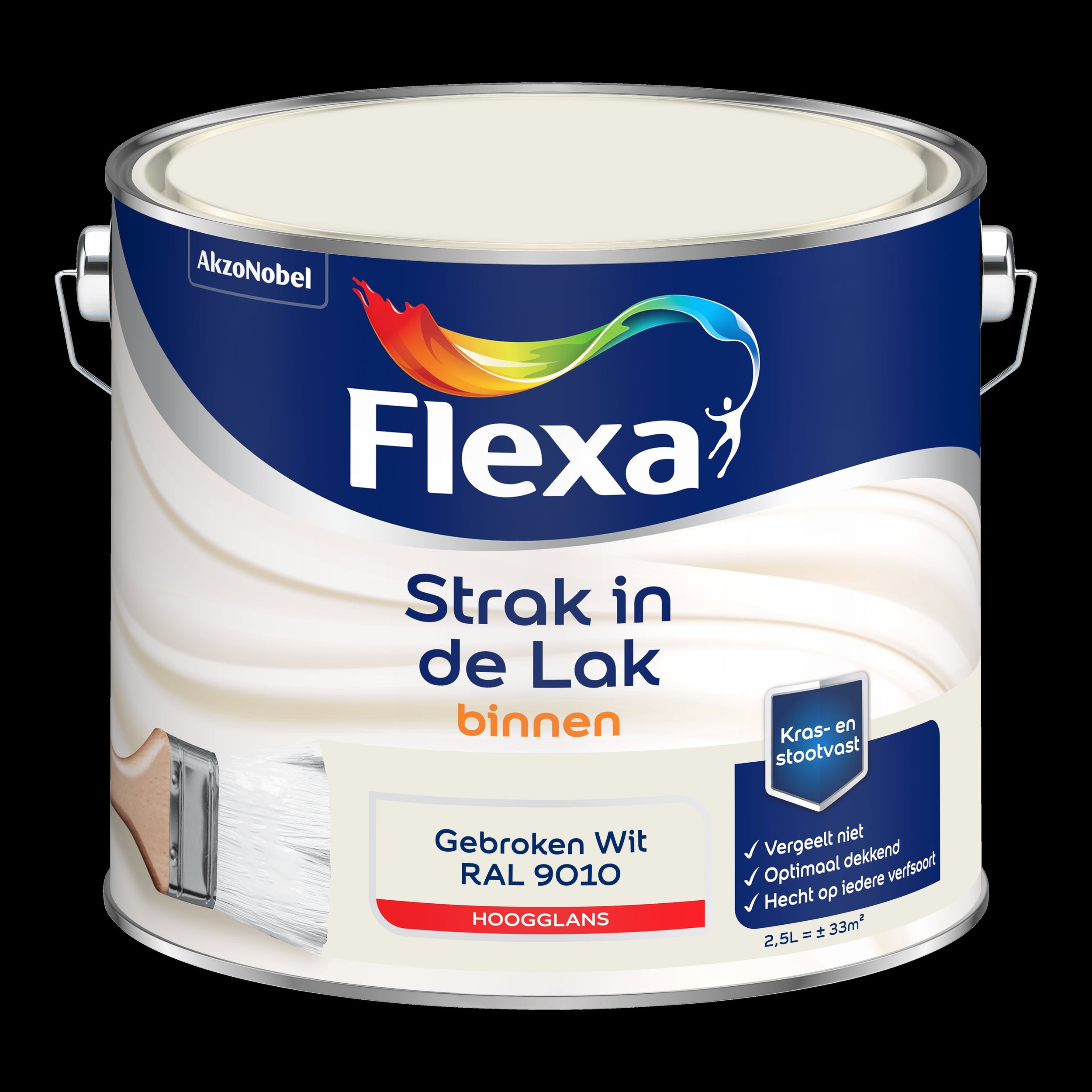 Flexa strak in de lak hoogglans gebroken wit RAL9010 2,5L