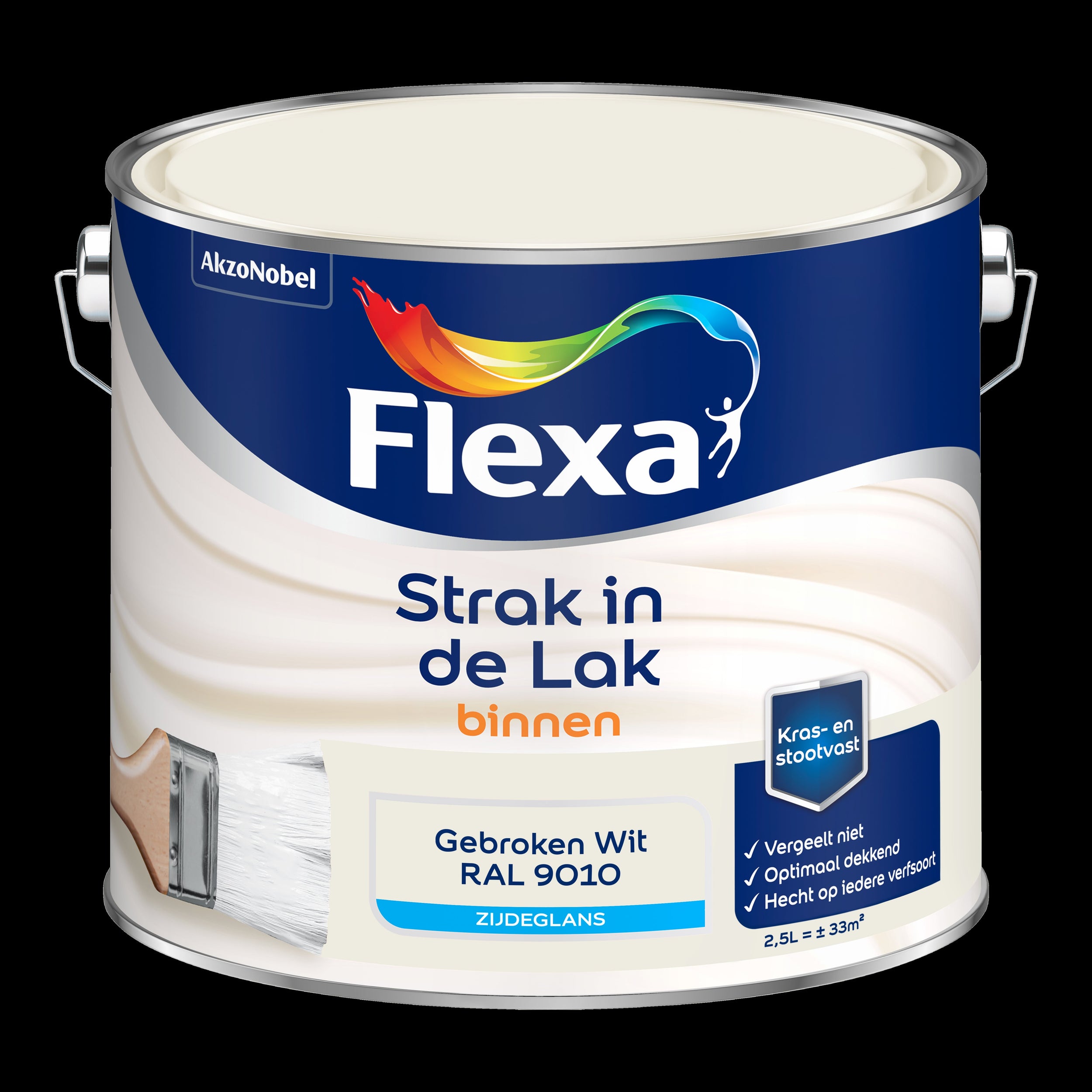 Flexa strak in de lak zijdeglans gebroken wit RAL9010 2,5L