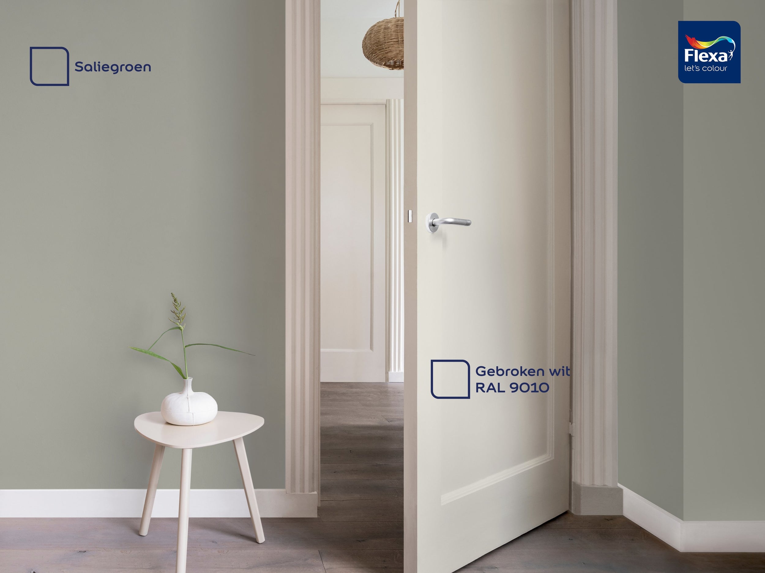 Flexa strak in de lak zijdeglans gebroken wit RAL9010 2,5L