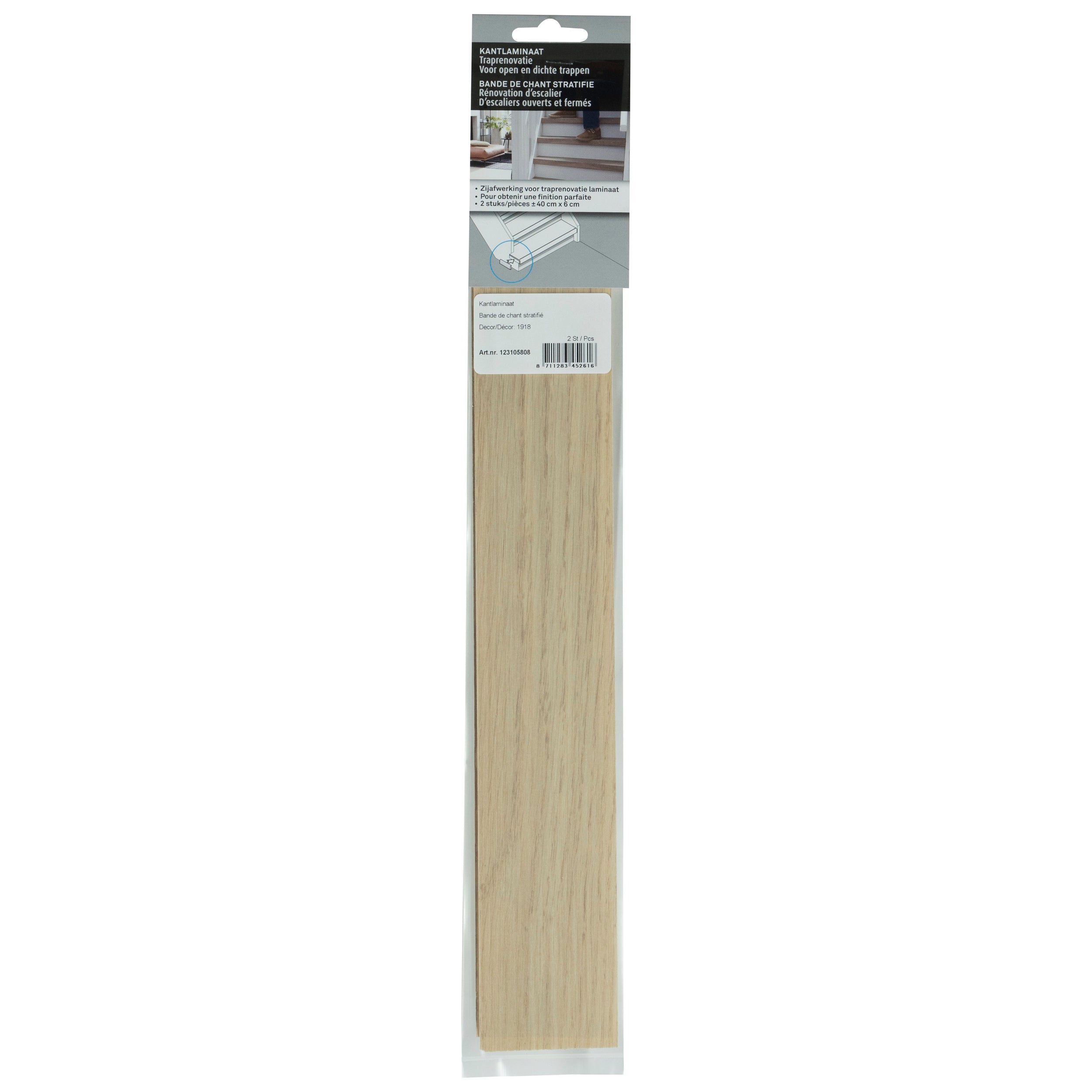 Kantlaminaat traprenovatie - Beige eiken - 40x6cm - 2 stuks