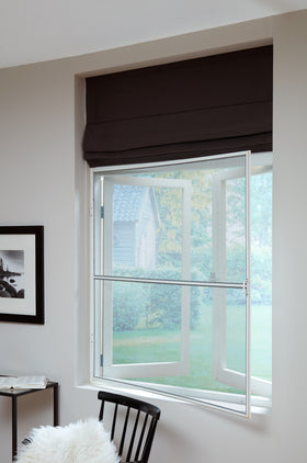 Cando Raamhor standaard - Vast met magneetsluiting - Wit profiel - Grijs gaas - 105x125cm