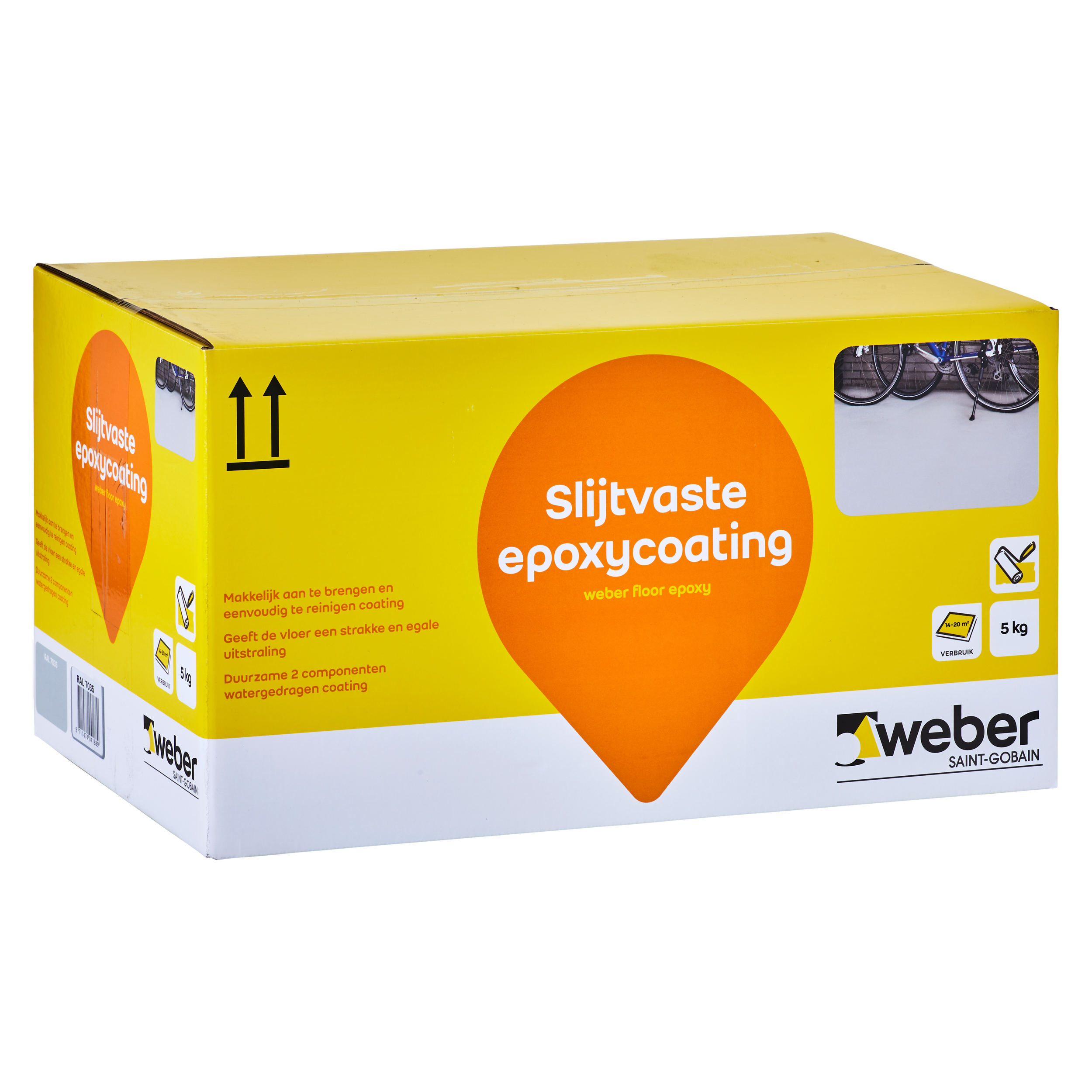 Weber Slijtvaste epoxycoating RAL 7035 is een duurzame, makkelijk aan te brengen vloercoating.