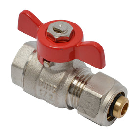 Sanivesk meerlagen kogelkraan met rode hendel (binnendraad x knel) 1/2" x 16x2mm