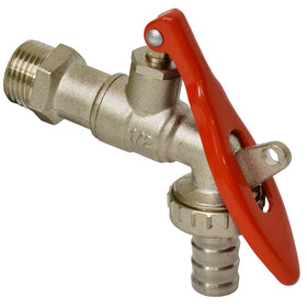 Sanivesk tap-kogelkraan afsluitbaar met hendelbediening + slangwartel nikkel ( buitendraad x buitendraad )1/2" x 3/4"