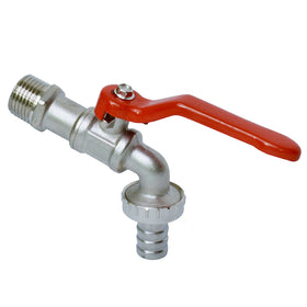 Sanivesk tap-kogelkraan met hendelbediening + slangwartel nikkel ( buitendraad x buitendraad ) 3/4" x 3/4"