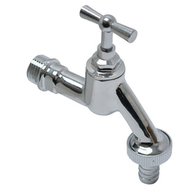Sanivesk tapkraan met krukbediening en slangwartel chroom ( buitendraad x buitendraad )1/2" x 3/4"
