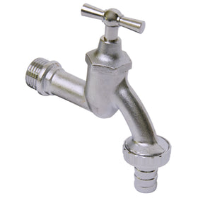 Sanivesk tapkraan met krukbediening en slangwartel mat chroom ( buitendraad x buitendraad ) 1/2" x 3/4"