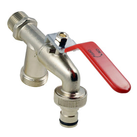 Sanivesk tap kogelkraan dubbel met hendel en slangkoppeling 1/2" buitendraad mat chroom
