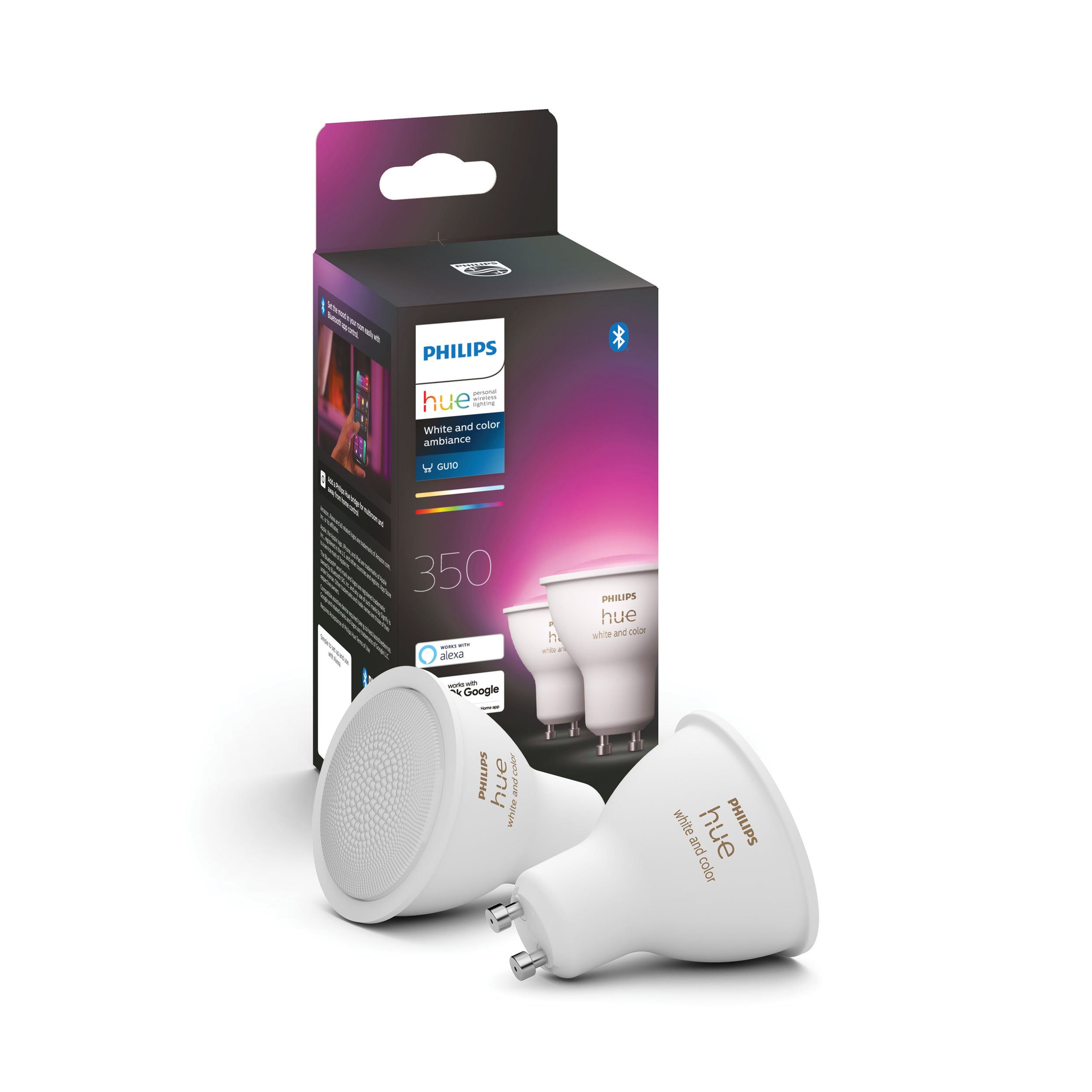 Philips Hue ledspot wit en gekleurd licht GU10 4,3W 2 stuks