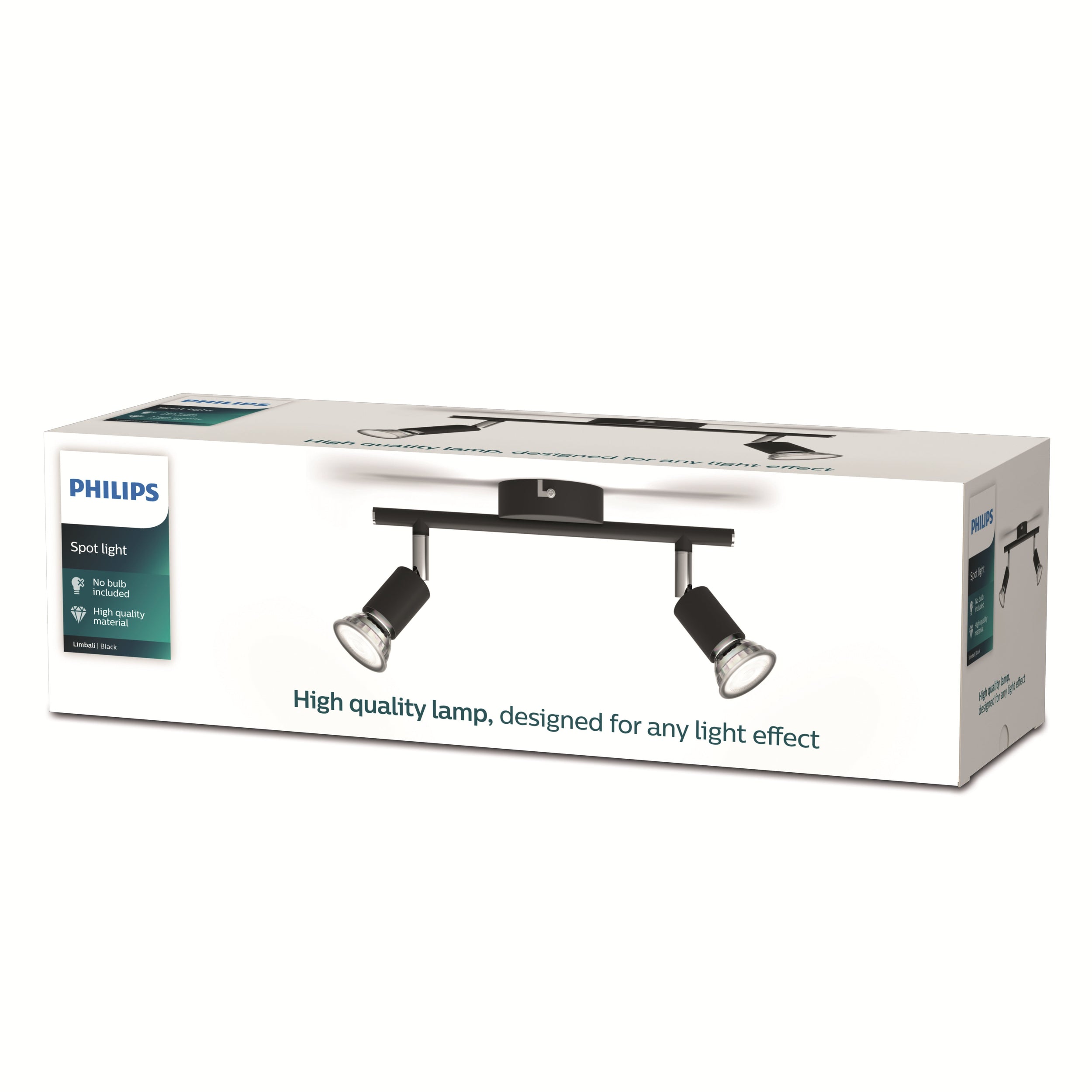 Philips opbouwspot Limbali zwart 2xGU10