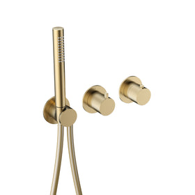 Hotbath Inbouw thermostaat Ace - Afbouwdeel Met Handdouche/ Doucheslang - Geborsteld Messing