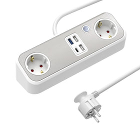 Sencys Stekkerdoos 2-voudig met USB (type A+C) grijs 1,5 meter