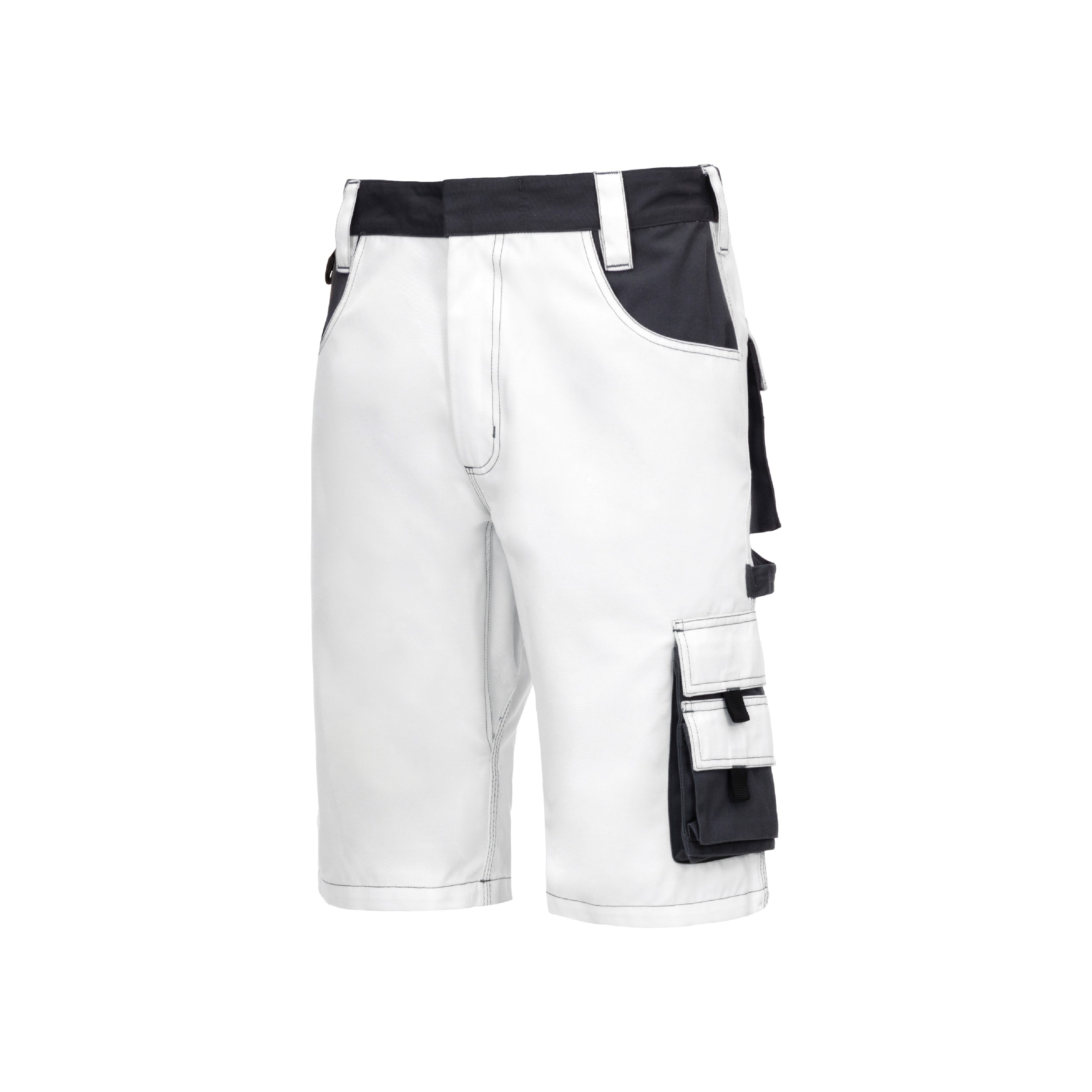 Nitras Werkbroek Motion Tex Plus Bermuda, Maat 56 Wit/Grijs