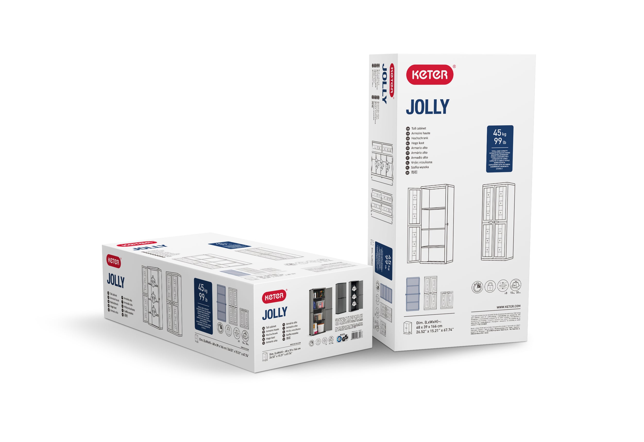 Keter hoge kast Jolly 68x39x166 cm grijs