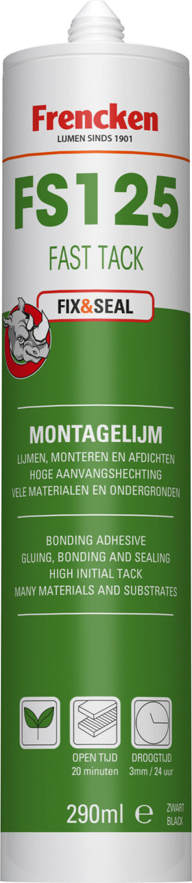 Frencken Montagelijm FS125 Fast Tack zwart 290ml