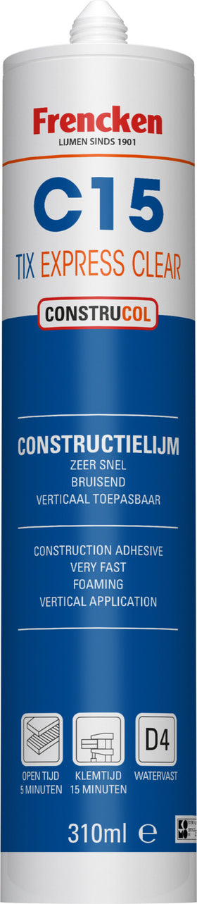 Frencken Constructielijm C15 TIX EXPRESS transparant 310ml