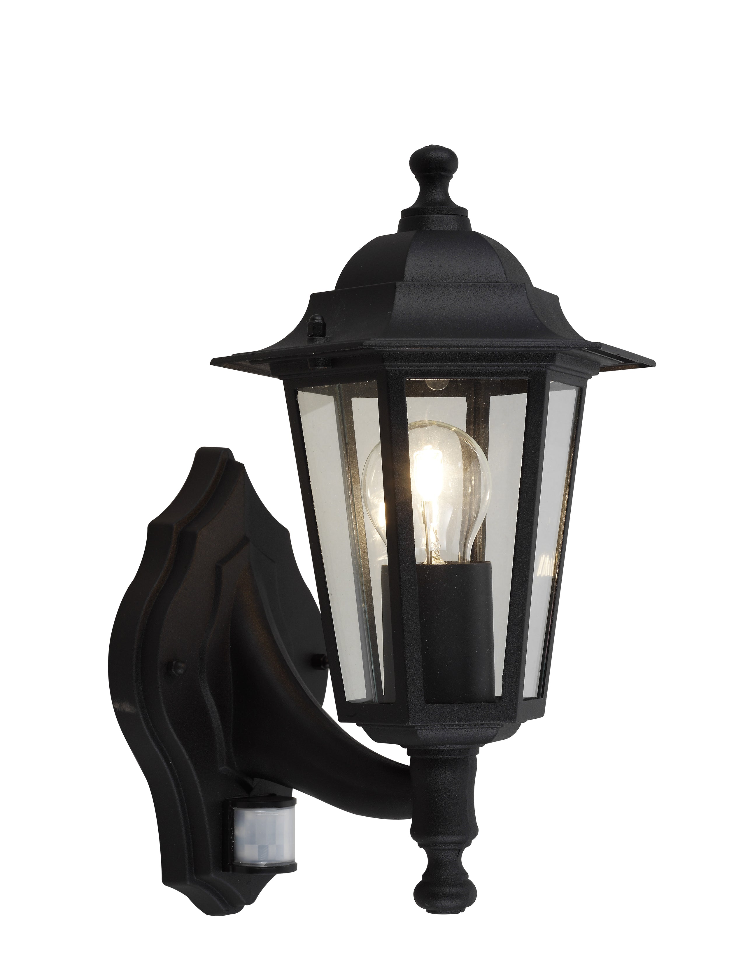 Sencys wandlamp Madrid zwart E27 met sensor