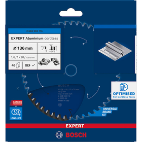 Bosch PRO EXPERT Aluminium Cirkelzaagblad 136 x 1,6/1 x 20mm T48