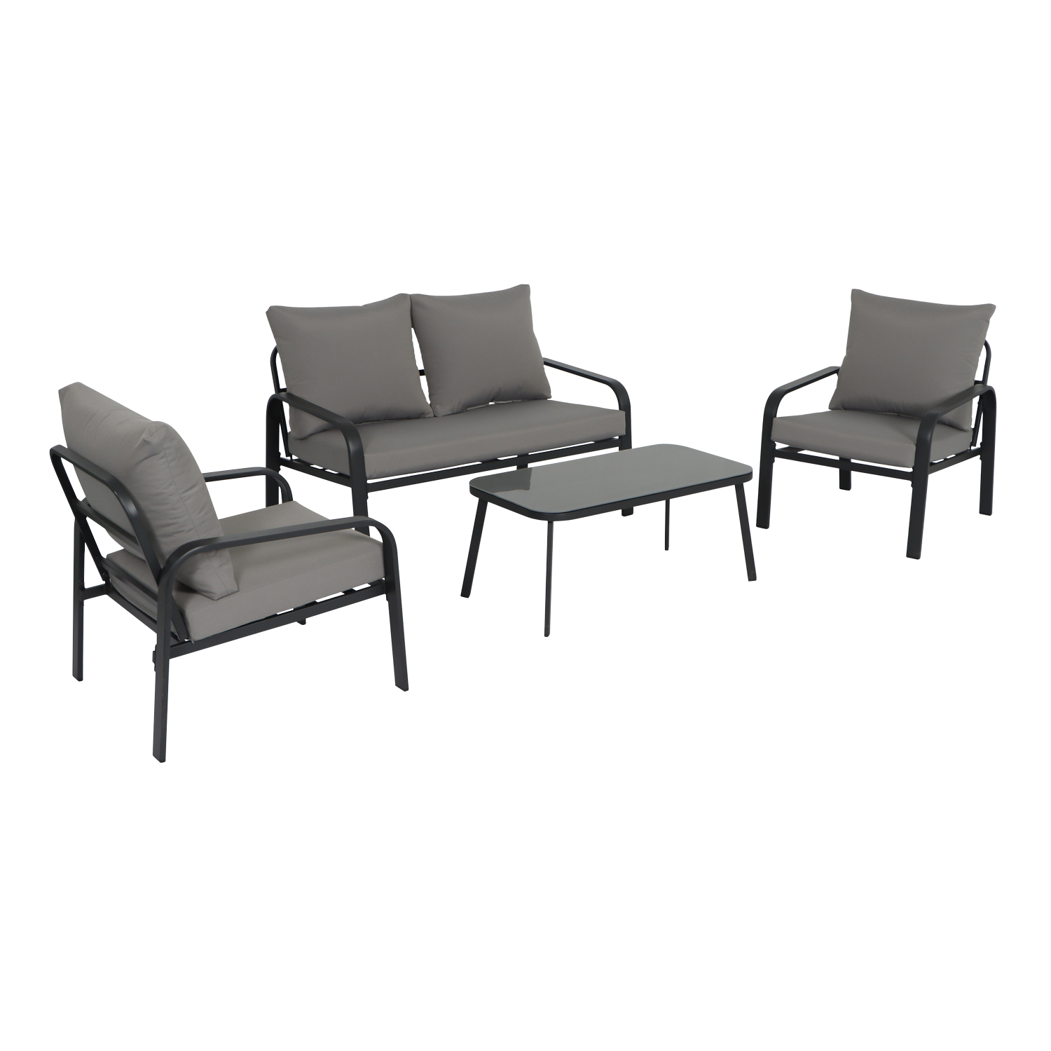 Central Park Loungeset Milos - Staal - Donkergrijs - 4 Personen