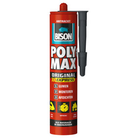 Bison montagelijm en afdichtingskit Poly Max High Tack Express antraciet 425gr
