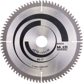Bosch cirkelzaagblad MultiMaterial Ø216mm x 30mm x 2,4 80T