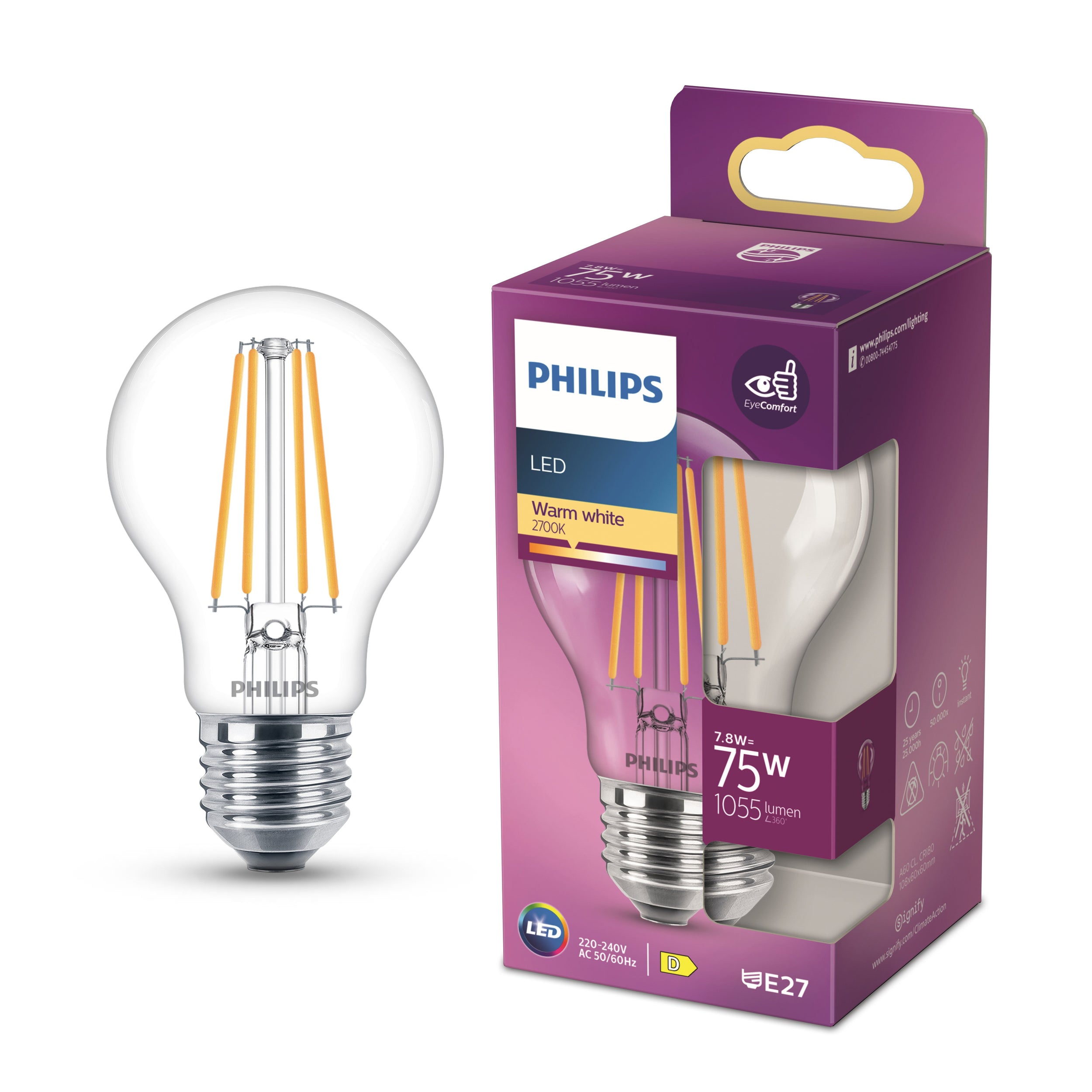 Philips LED Stand E27 2700K 75W Helder