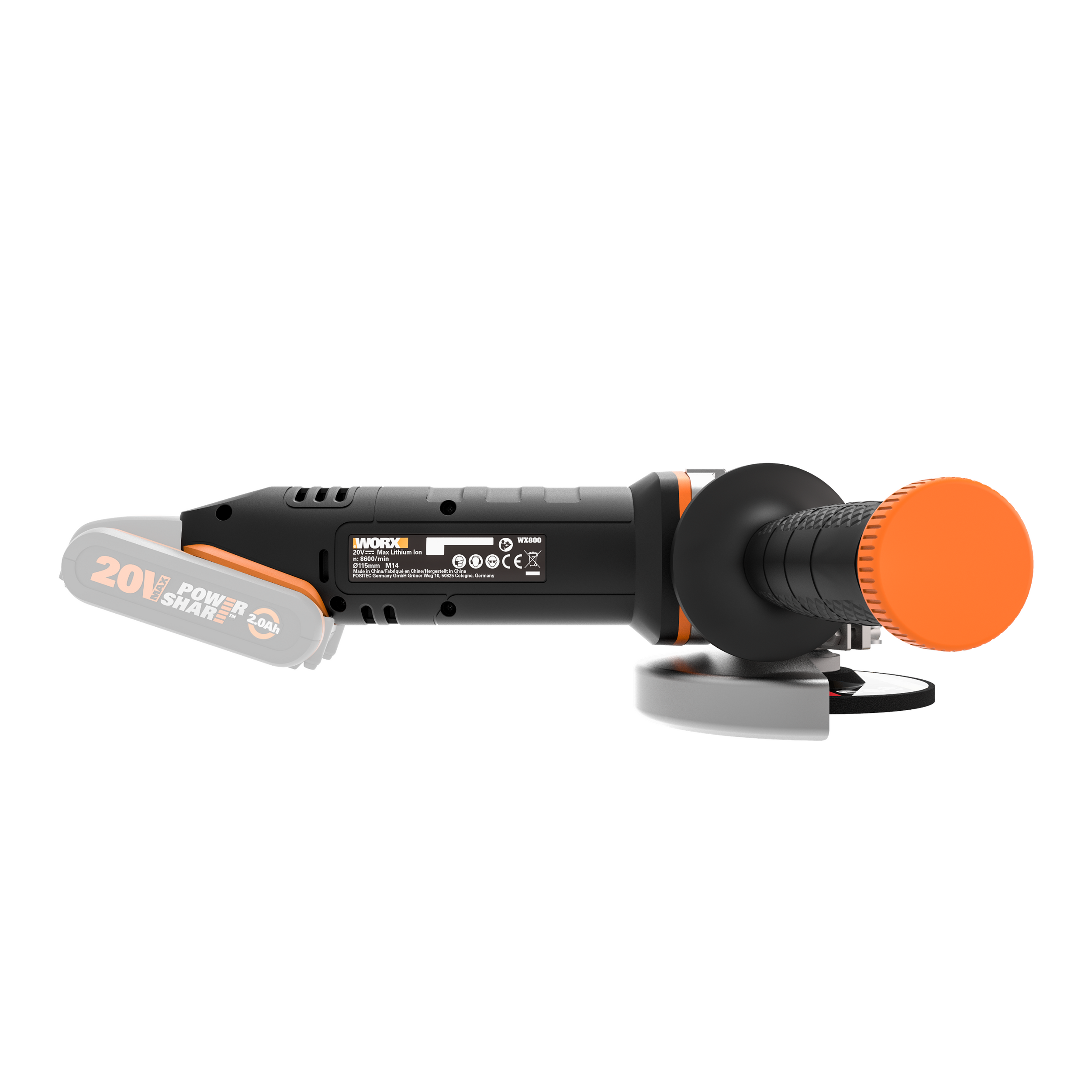 Worx haakse slijper WX800.9 20V (zonder accu)