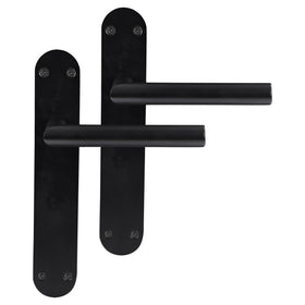 Differnz Signature Serie Amsterdam Deurklink ovaal langschild dun Buntbart matt zwart Roestvrij staal