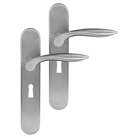 Differnz Signature Serie Groningen Deurklink ovaal langschild Buntbart Satijnchroom Roestvrij staal