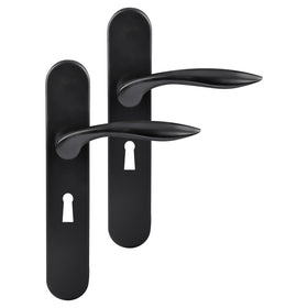 Differnz Signature Serie Groningen Deurklink ovaal langschild Buntbart matt zwart Roestvrij staal