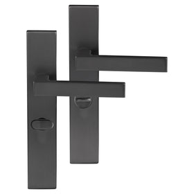 Differnz Signature Serie Tilburg Deurklink vierkant langschild WC gun metal Roestvrij staal