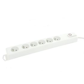 Profile stopcontactdoos 6-voudig met schakelaar – 1,5 m – Schuko – wit