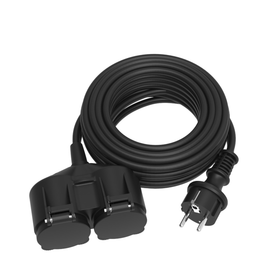 Sencys verlengsnoer schuko type 2-weg - H05RR-F 3G1.5mm² 5m zwart