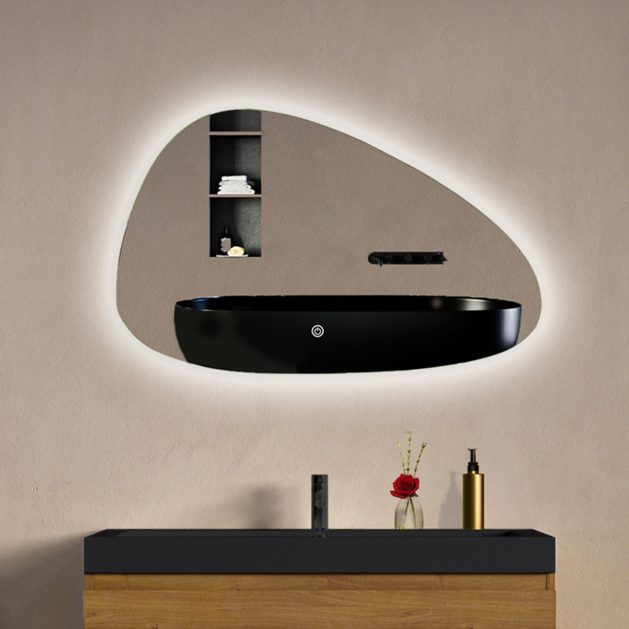 LOMAZOO badkamerspiegel Malaga met LED verlichting 80 x 50 cm assymetrisch