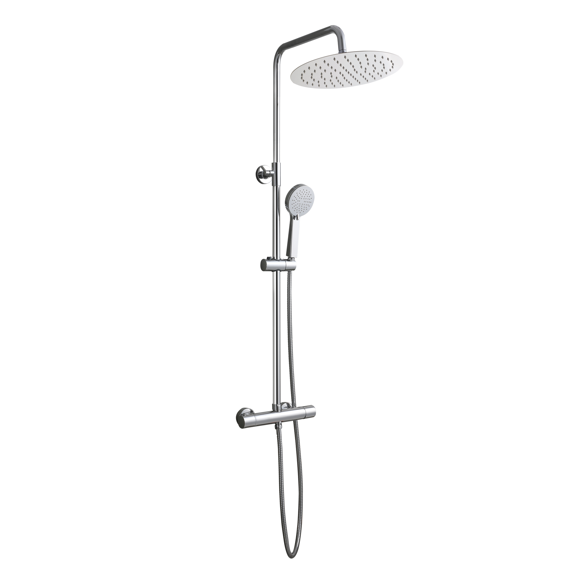 Essebagno Regendouche Delice - Met Thermostatische Kraan - Chroom - Mat - Rond - Met Handdouche - 15cm hartafstand - 3-straals - Waterbesparend