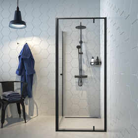 Sealskin - Douchedeur + Zijwand Contour 90 x 200CM - Zwart Profiel - 6 mm Helder Glas