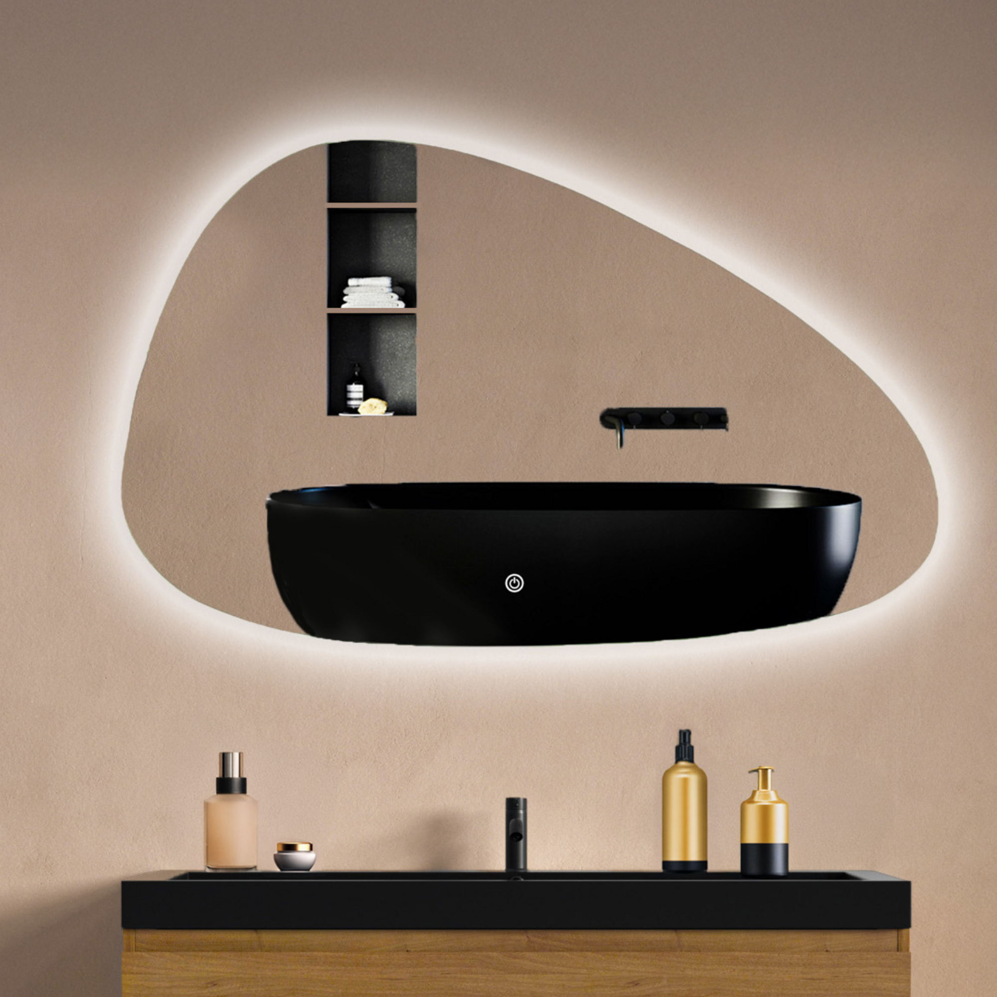 LOMAZOO badkamerspiegel Malaga met LED verlichting 100 x 62,5 cm assymetrisch