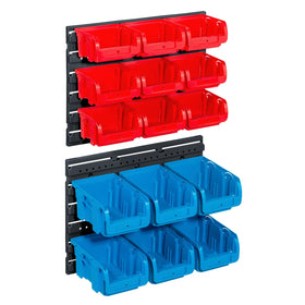 Allit magazijnbak opbergbak ProfiPlus rood blauw 120x385x350mm 15 bakjes