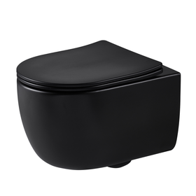 Aquavive Hangtoilet Aveto Randloos - Keramiek - Ovaal - Zwart - Verkort 49cm