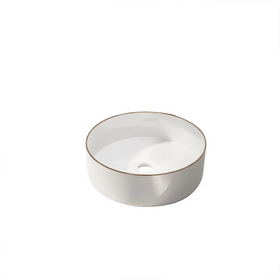 Aurlane Waskom Badkamer - Keramiek - Rond - Glanzend Wit/Roségoud - 36,5cm