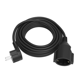 Sencys verlengsnoer schuko type H05VV-F - 3G1.5mm² - IP44 3m kleine platte stekker zwart